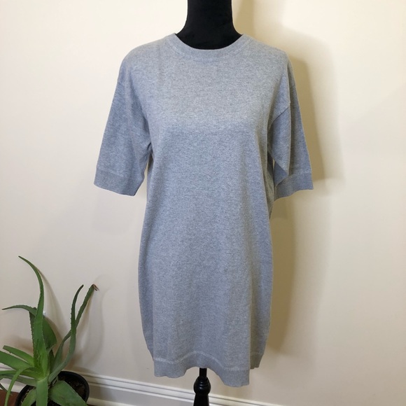 Vince Gray Ribbed Trim Oversized T-Shirt Tunic Dress XSMALL - Picture 2 of 7